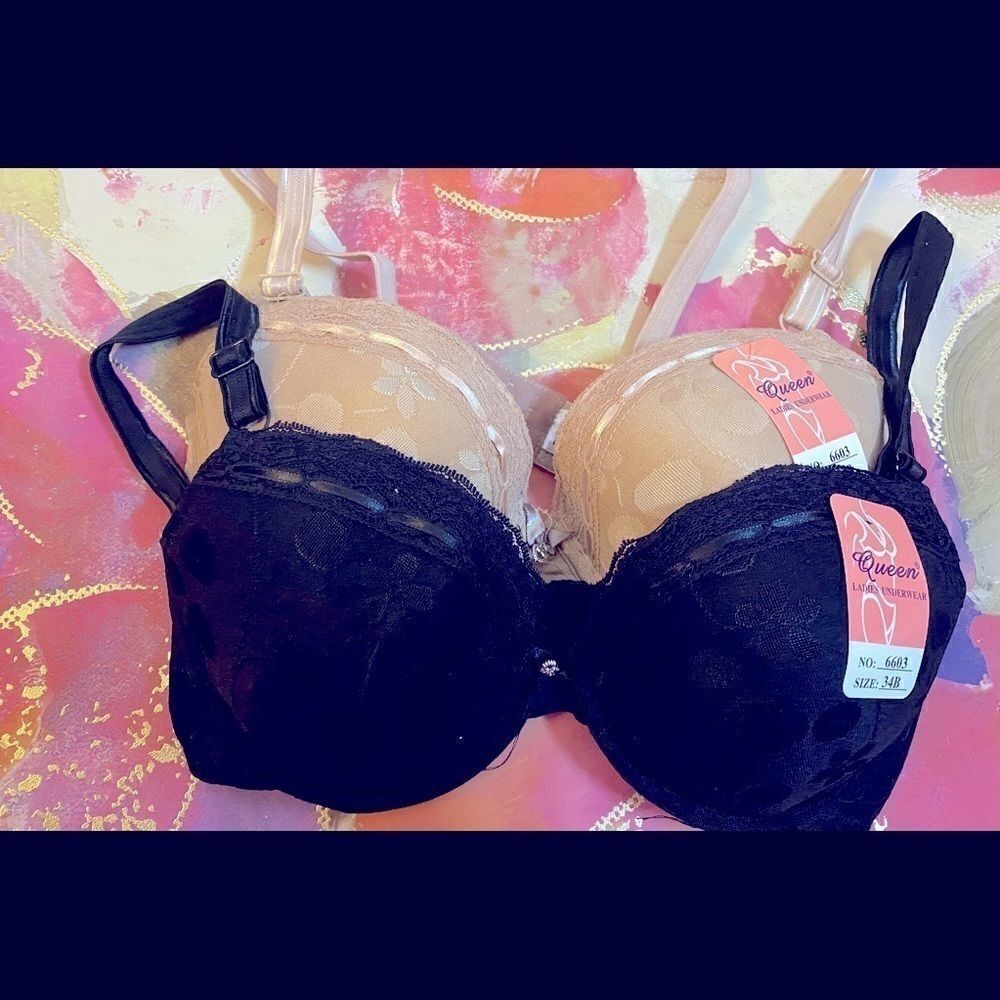 💥Queen lace push up Bra with elegant embro…